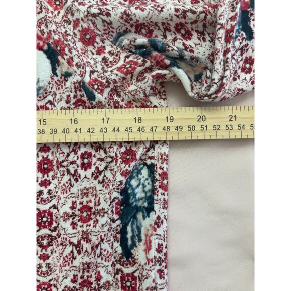 Lucky Brand Long Sleeve Knit Top with Cut Outs - Maroon Floral - Size M - Picture 9 of 12